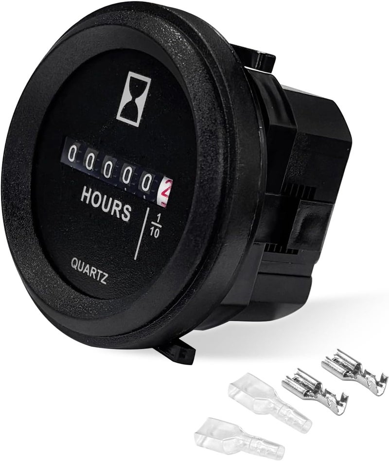 MTRPS Mechanical Hour Meter Gauge, AC 100-250V Round Quartz Timer Snap in Engine Hourmeter, Waterproof Mechanical Timer Precise Hour Gauge for ATV UTV Boat Truck Tractor Generator - Image 1